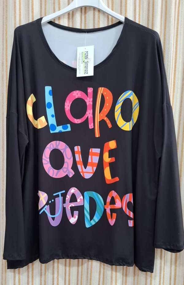 Camiseta Impresión Claro que puedes (Talla única 46 a 54 aprox.)