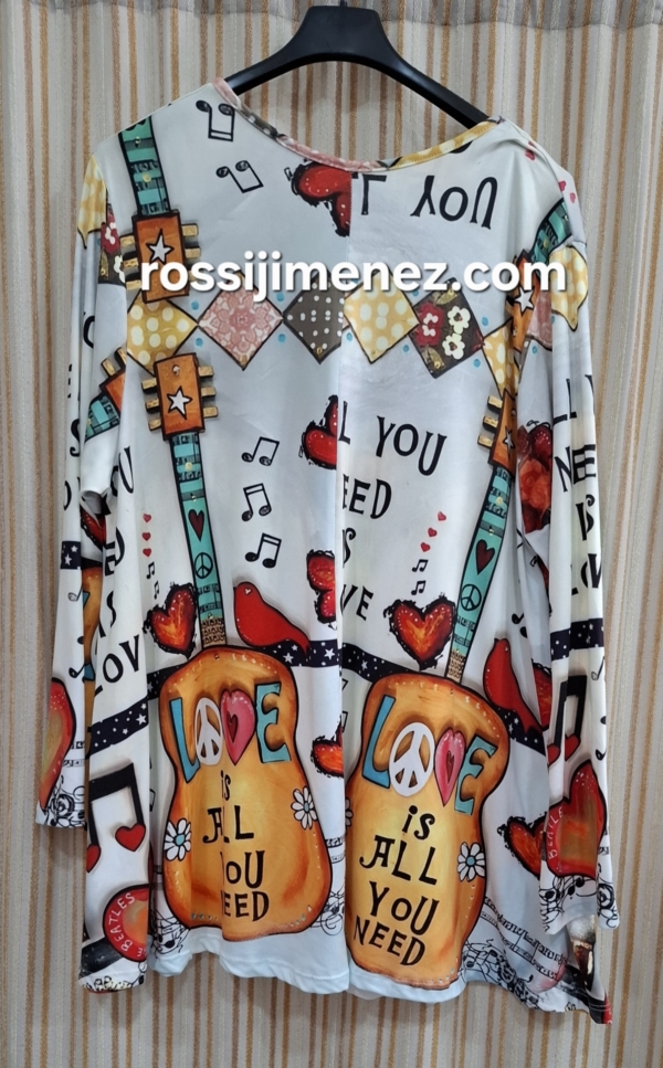 Camiseta Maxi Impresión Guitarra (Talla única 48 a 60 aprox.) - Imagen 2