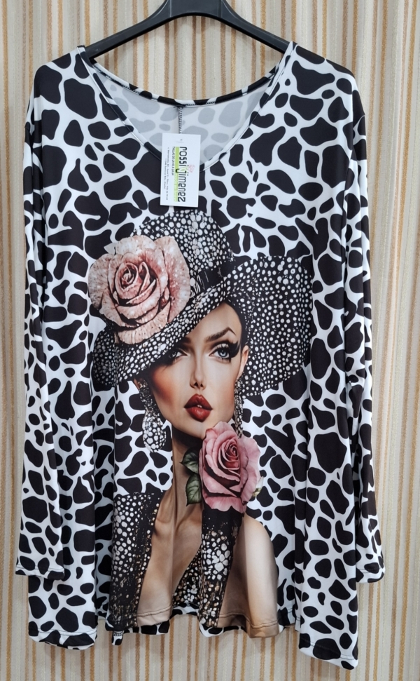Camiseta Maxi Impresión Mujer (Talla única 48 a 60 aprox.)