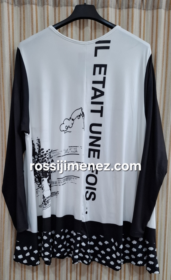 Camiseta Maxi Impresión Blanco y Negro (Talla única 48 a 60 aprox.) - Imagen 2