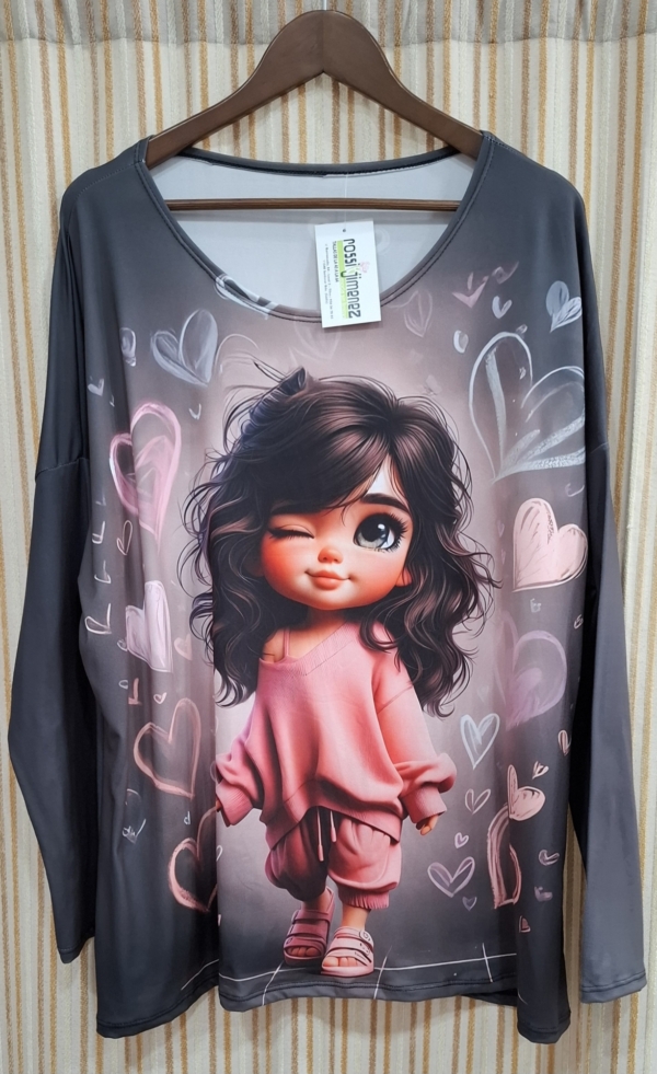 Camiseta Impresión Niña Corazones (Talla única 46 a 54 aprox.)