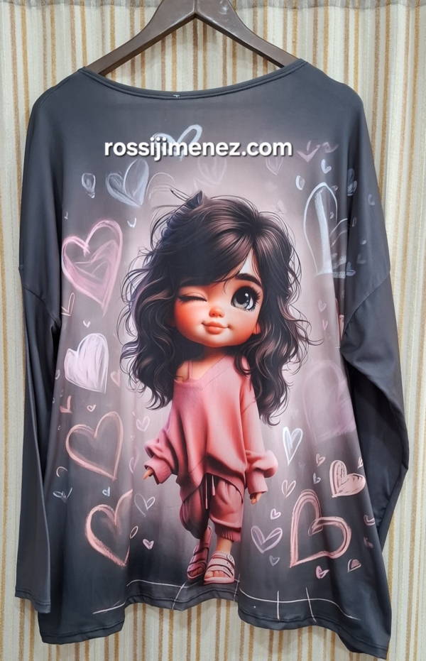 Camiseta Impresión Niña Corazones (Talla única 46 a 54 aprox.) - Imagen 2