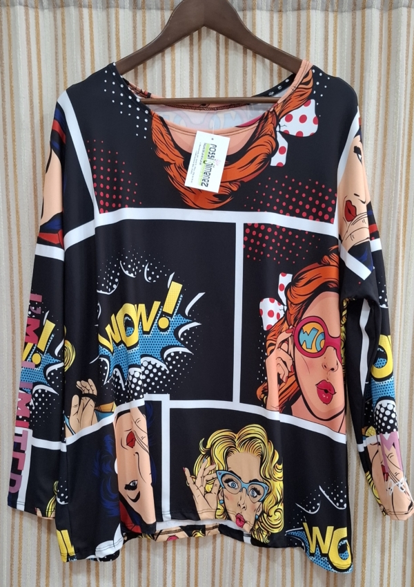 Camiseta Impresión Wow (Talla única 46 a 54 aprox.)