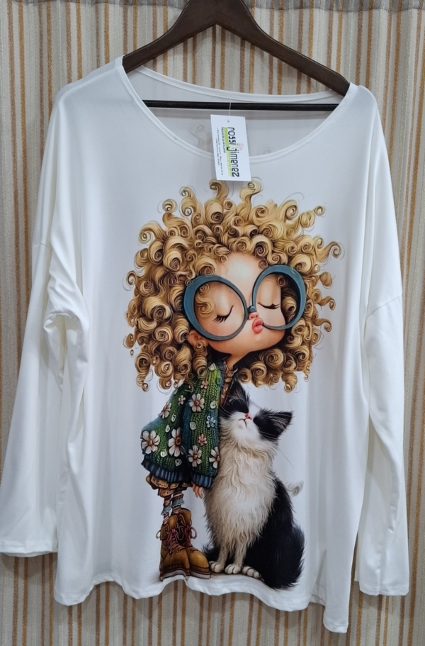 Camiseta Impresión Niña Rizos(Talla única 46 a 54 aprox.)