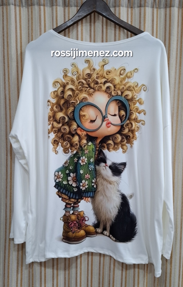 Camiseta Impresión Niña Rizos(Talla única 46 a 54 aprox.) - Imagen 2