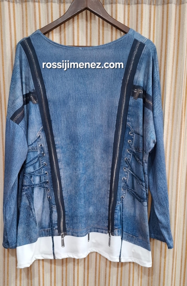 Camiseta Impresión Cazadora  Vaquera (Talla única 46 a 54 aprox.) - Imagen 2