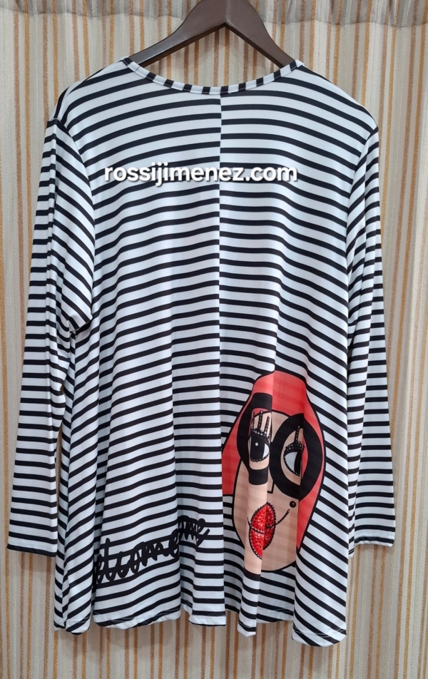 Camiseta Maxi Impresión Rayas  (Talla única 48 a 60 aprox.) - Imagen 2