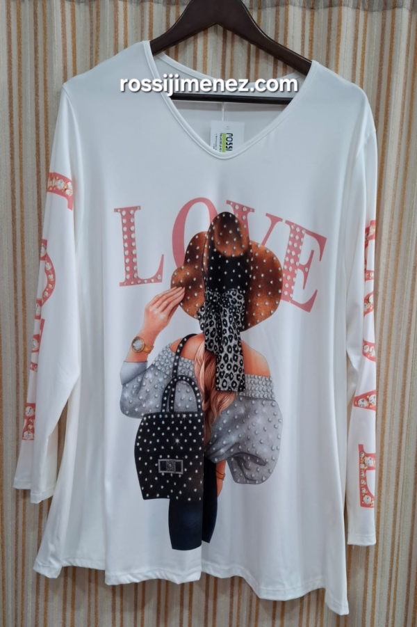 Camiseta Maxi Impresión Love (Talla única 48 a 60 aprox.)