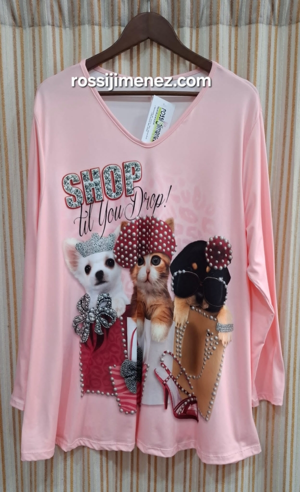 Camiseta Maxi Impresión Shop (Talla única 48 a 60 aprox.)