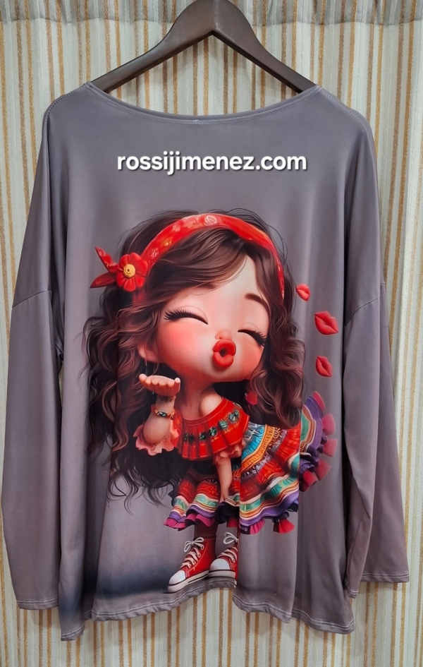 Camiseta Impresión Niña Besitos (Talla única 46 a 54 aprox.) - Imagen 2