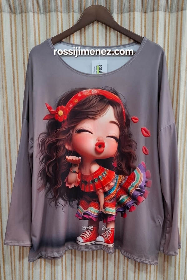 Camiseta Impresión Niña Besitos (Talla única 46 a 54 aprox.)