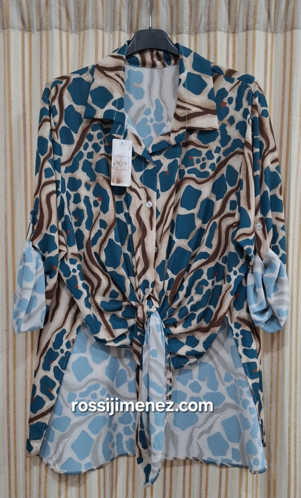 Camisa Nudo Print Curvy (Ancho cadera 145 cm aprox.)