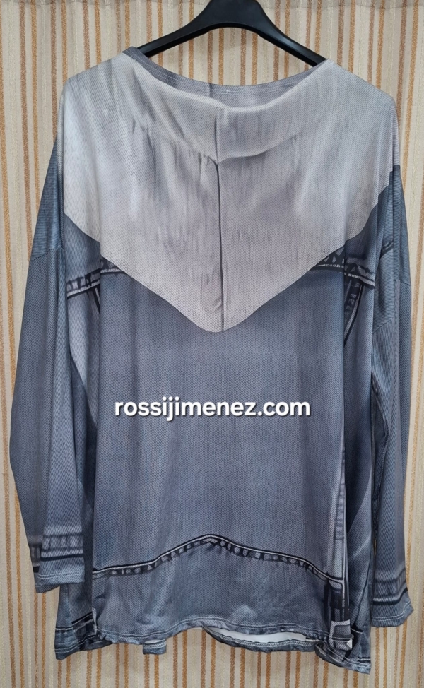 Camiseta Impresión Cazadora  Vaquera/ Blanco (Talla única 46 a 54 aprox.) - Imagen 2