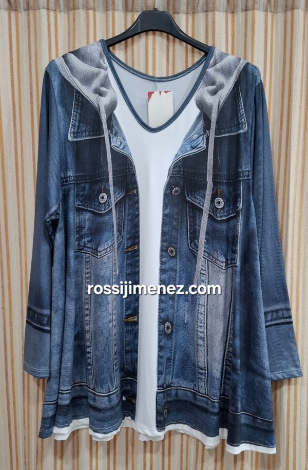 Camiseta Maxi Impresión Tejana /Blanco (Talla única 48 a 60 aprox.)