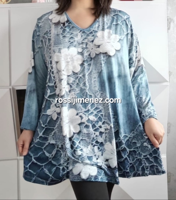 Camiseta Maxi Impresión Encaje (Talla única 48 a 60 aprox.)
