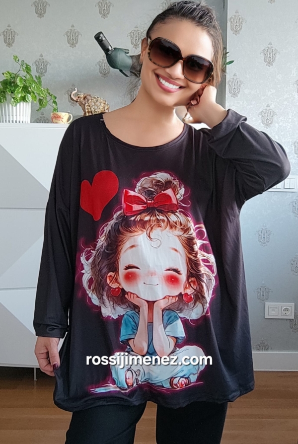 Camiseta Impresión Niña Feliz (Talla única 46 a 54 aprox.)