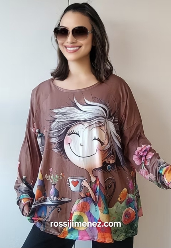 Camiseta Impresión Niña Café (Talla única 46 a 54 aprox.)
