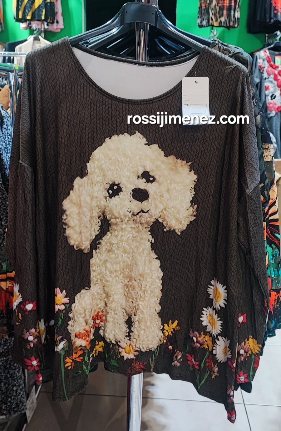 Camiseta Impresión Perro de lana (Talla única 46 a 54 aprox.)