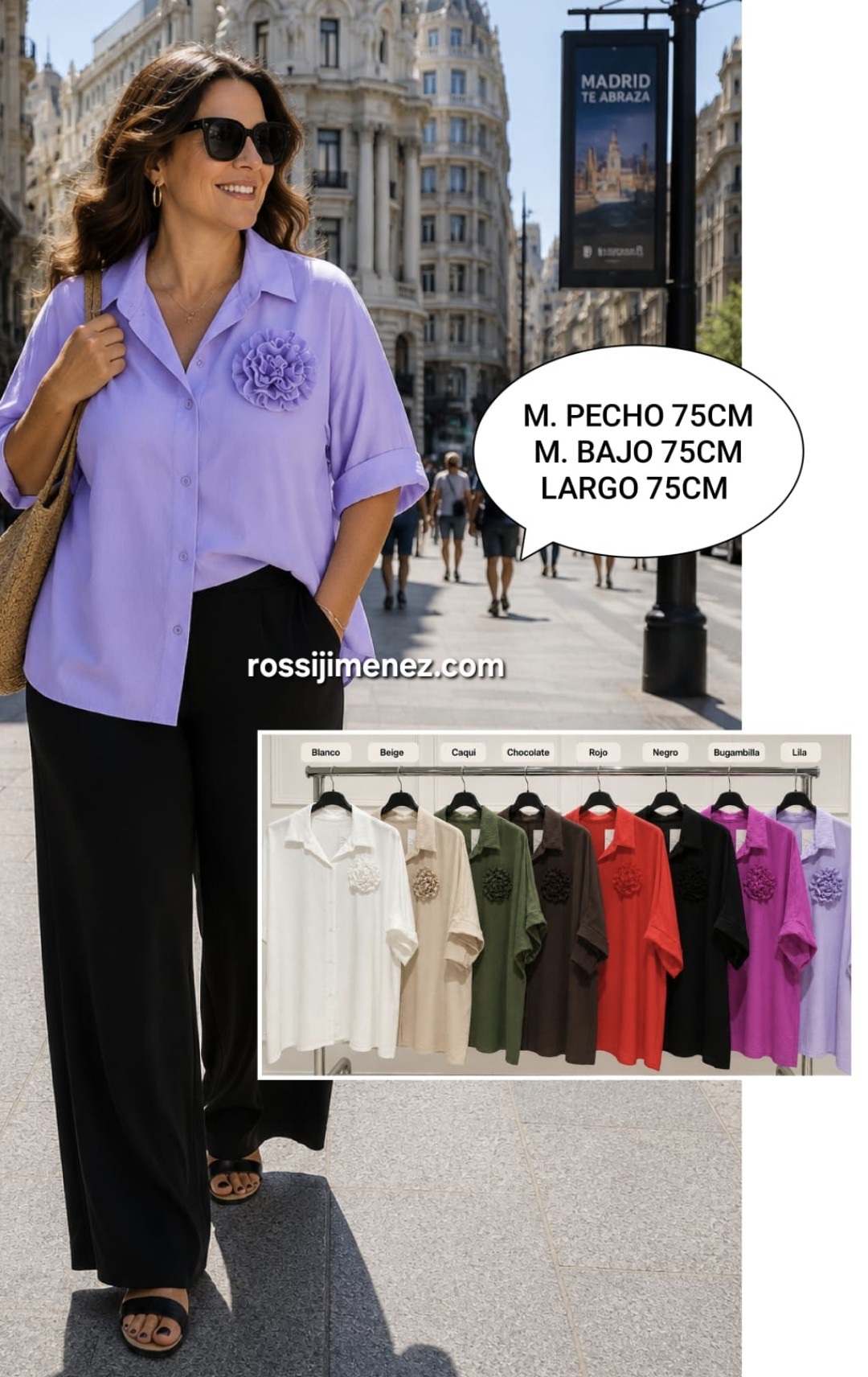 Camisa Flor (Talla única 150 cm ancho)