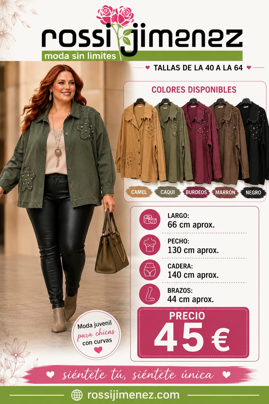 Cazadora Vaquera Flor Fantasía ( Talla aprox. 48 a 54)