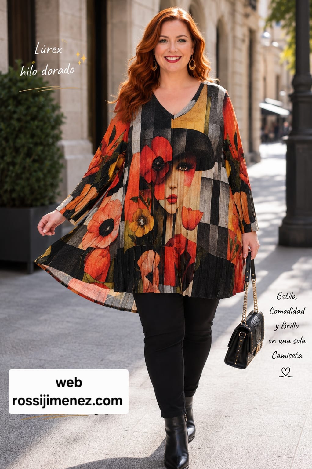 Camiseta Plisada Maxi Chica Sombrero Flor ref 269699