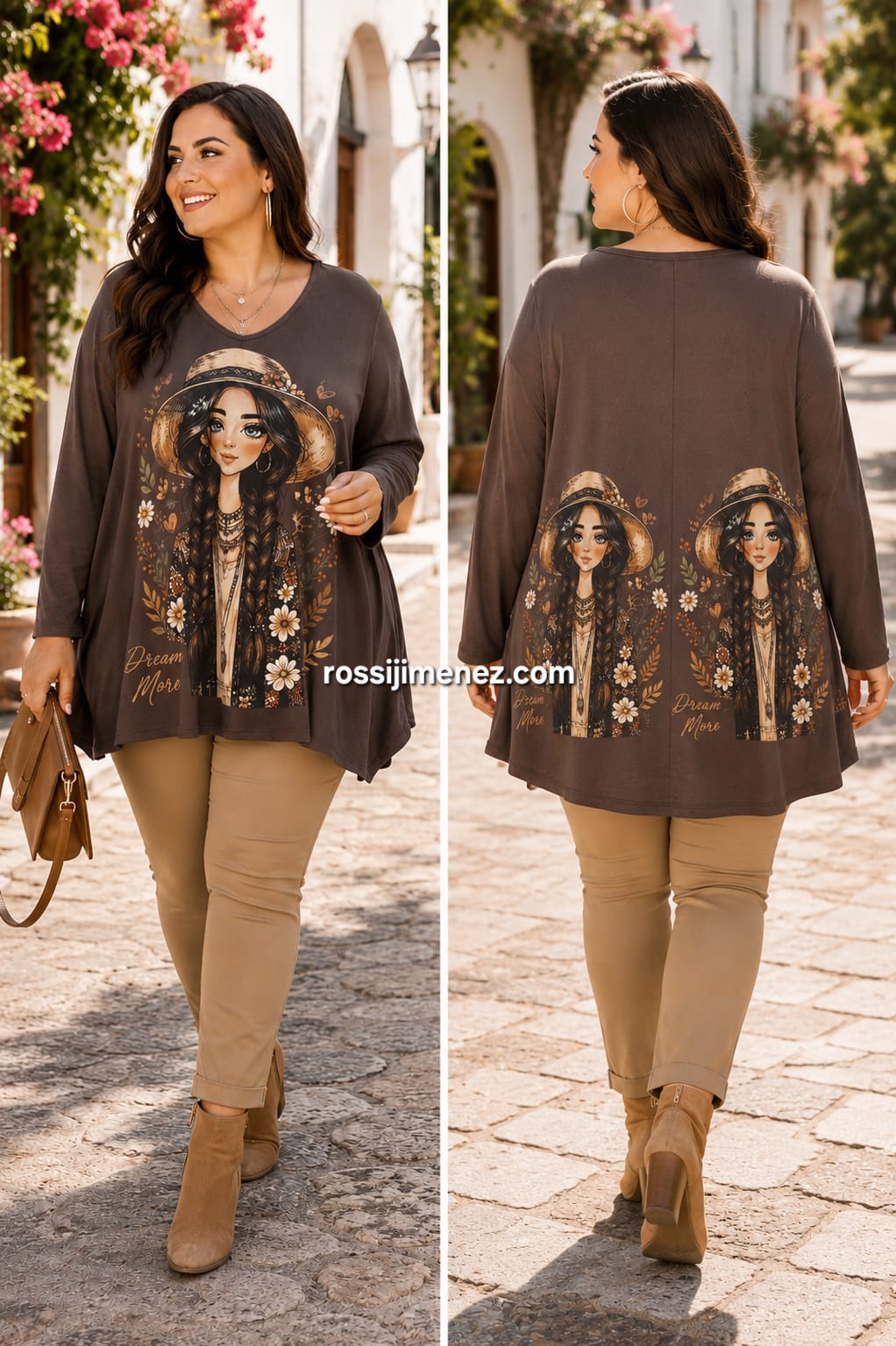Camiseta Impresión Maxi Chica Trenzas (Talla única 54 a 60 aprox.)