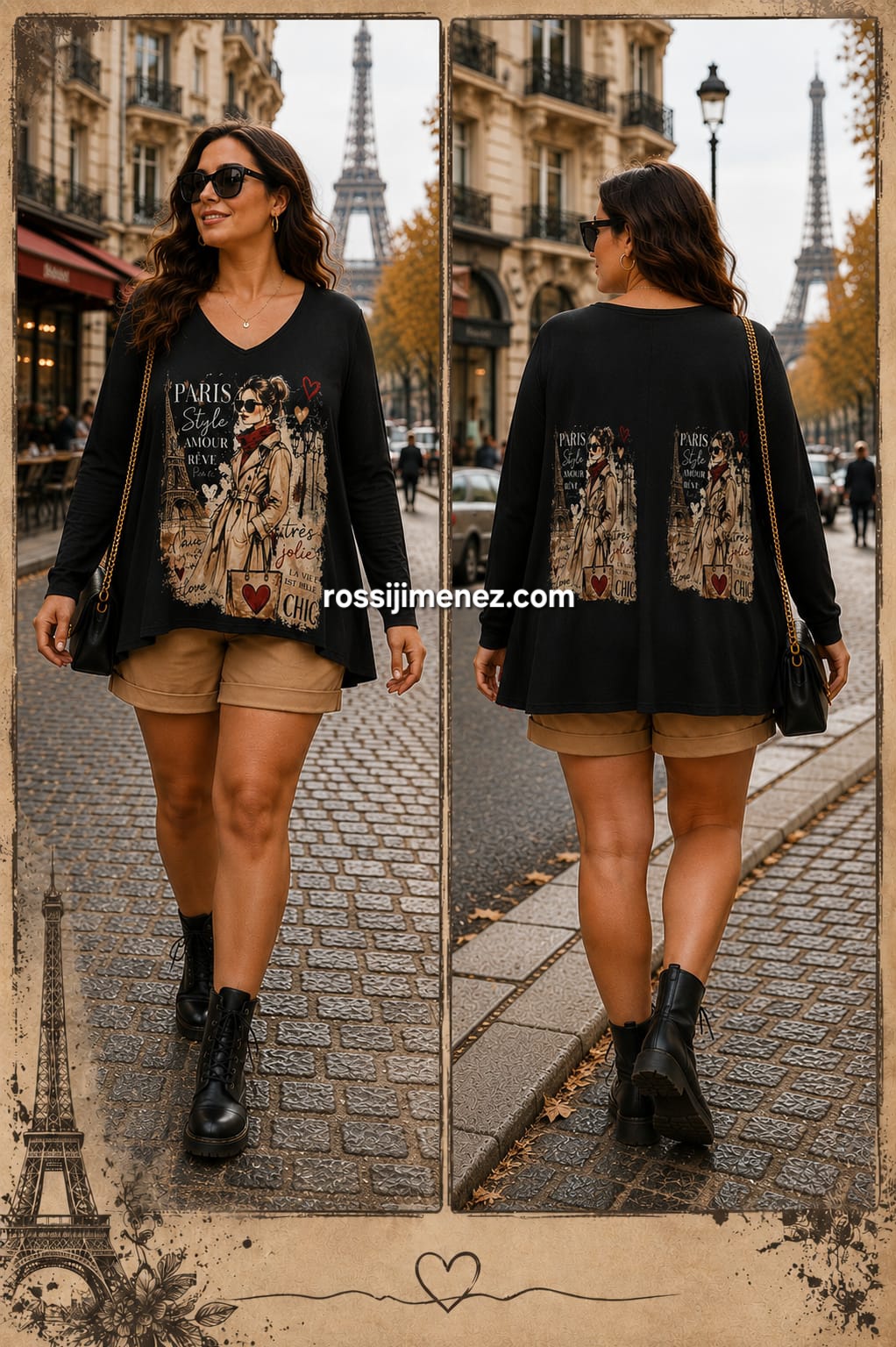 Camiseta Impresión Maxi Chica París (Talla única 54 a 60 aprox.)