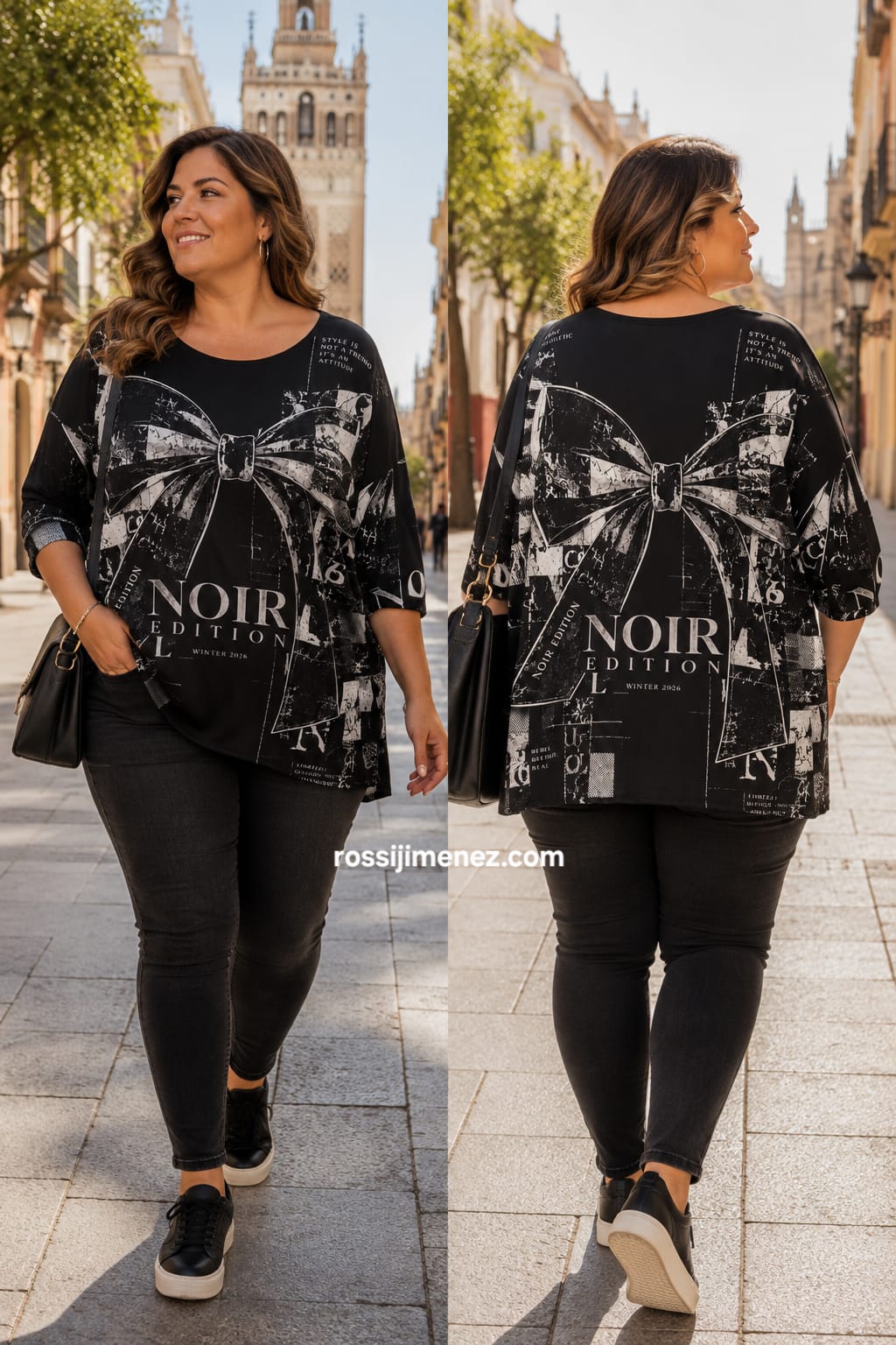 Camiseta Impresión Curvy Lazo (Talla única 48 a 54 aprox.)