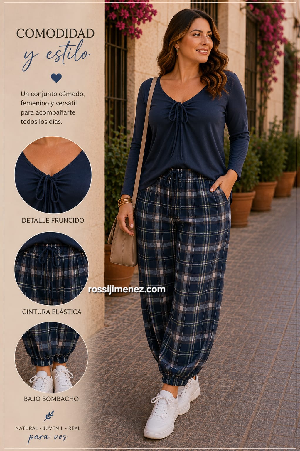 Pantalón Bombacho de Cuadros (Talla única 48 a 54 aprox.) - Imagen 3