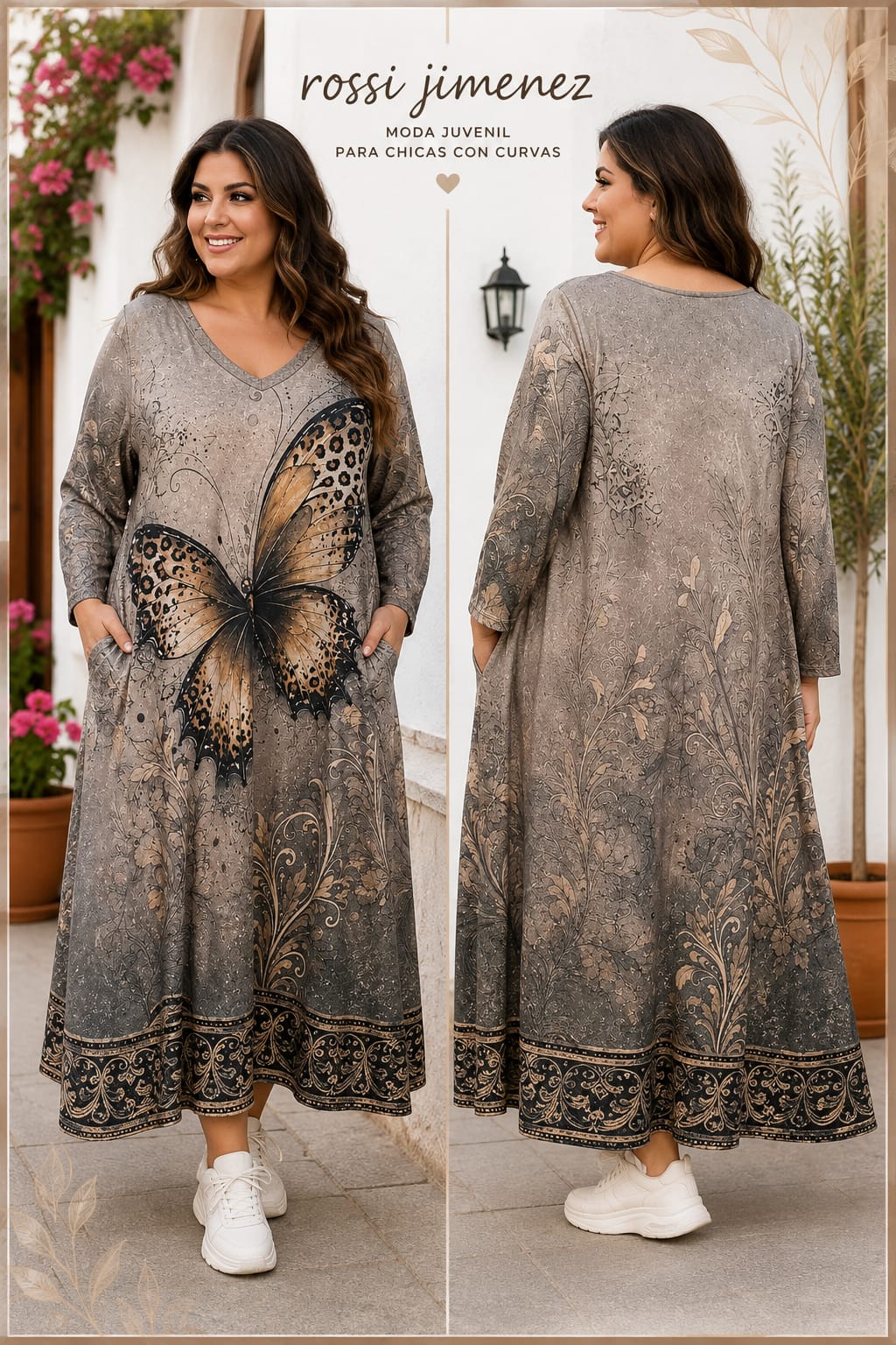 Vestido Impresión Maxi Mariposa (Talla única 54 a 58/60 aprox.)