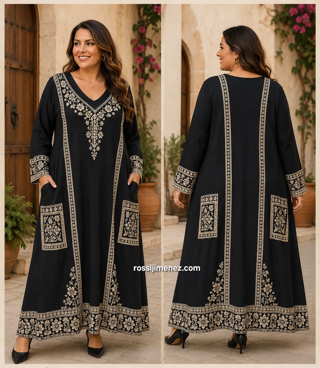 Vestido Impresión Maxi Pasamanería (Talla única 54 a 58/60 aprox.)