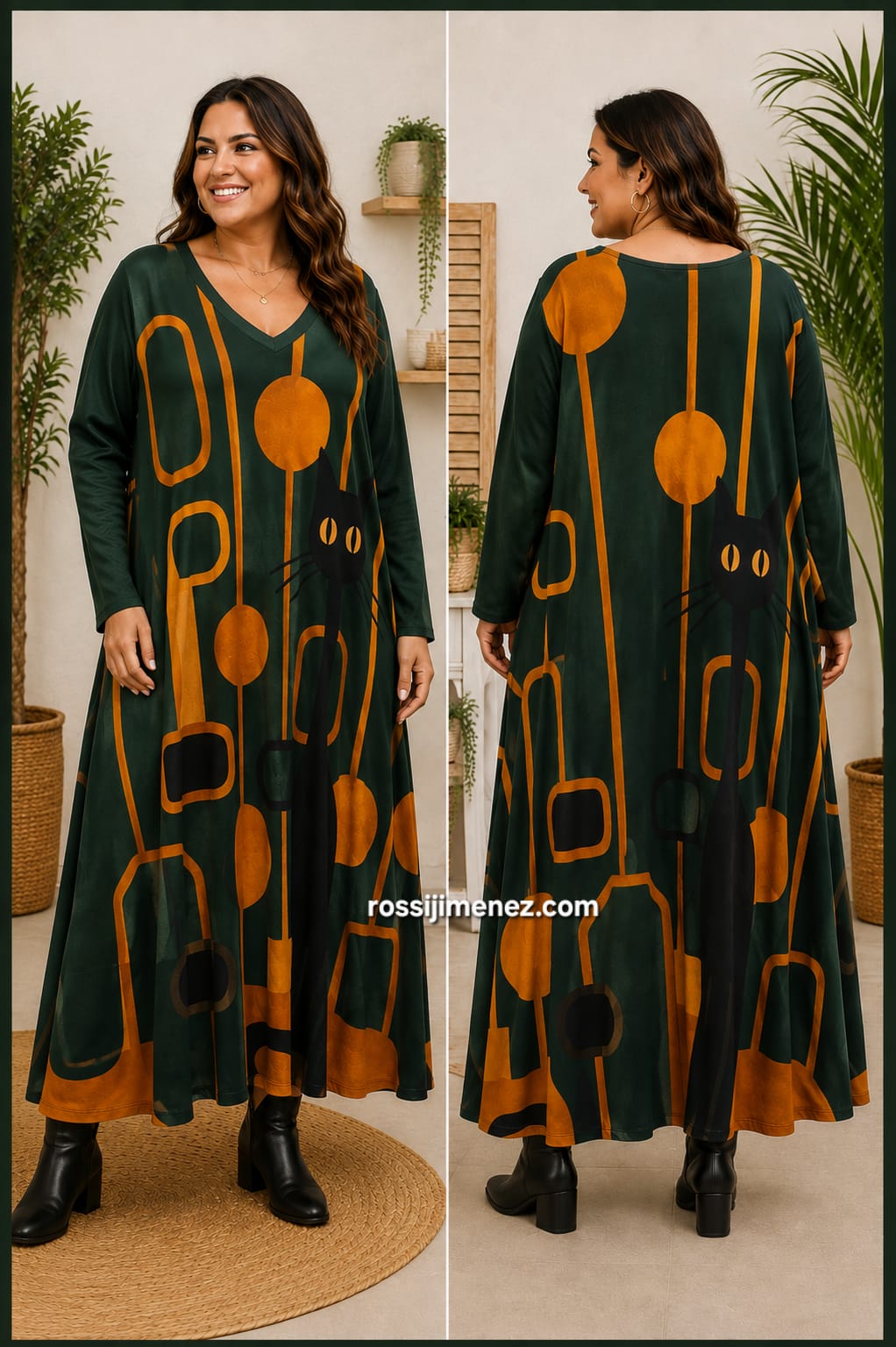 Vestido Impresión Maxi Gato (Talla única 54 a 58/60 aprox.)