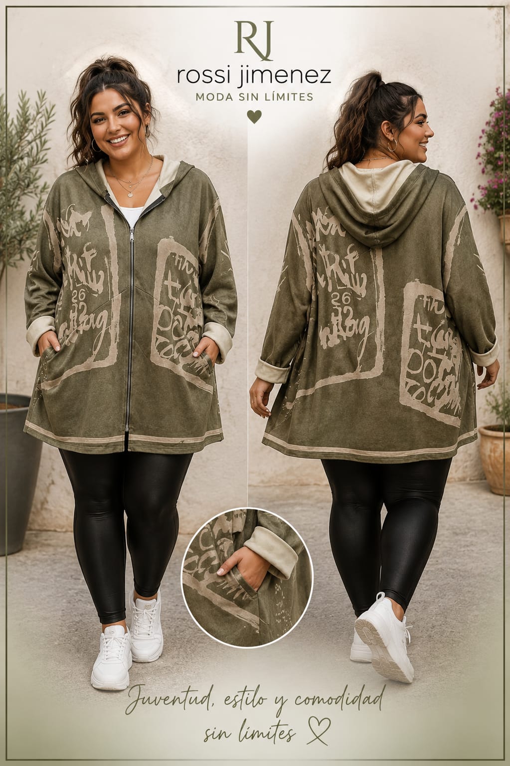 Chaqueta Impresion Antelina ref 265515 (Talla única 52 a 60 aprox)