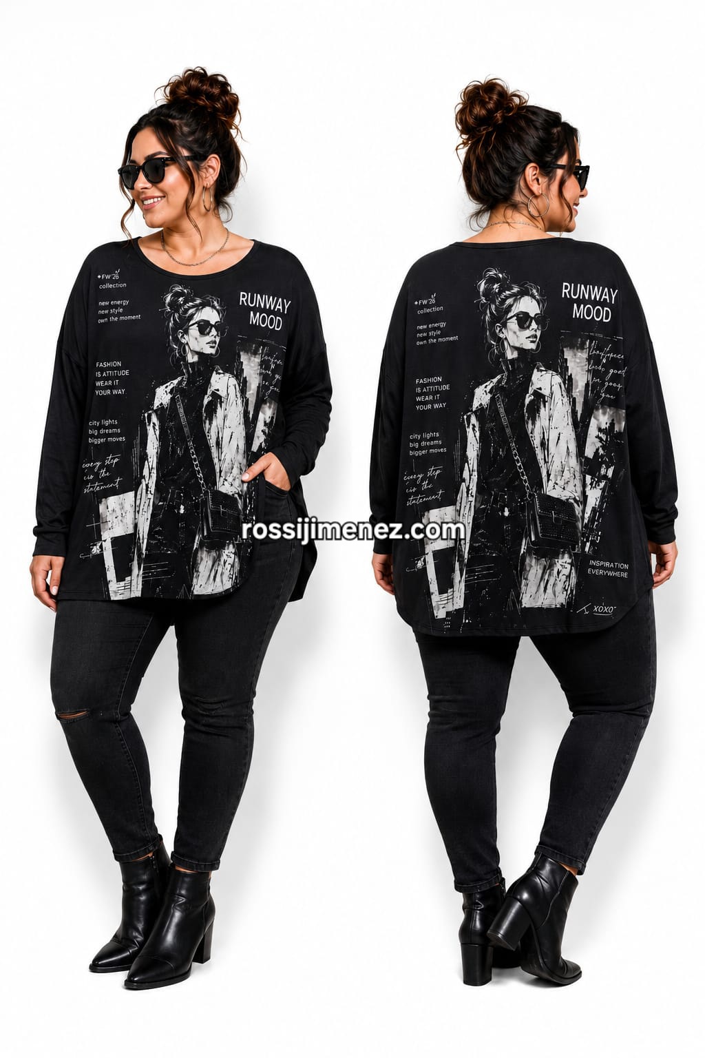 Camiseta Impresión Curvy Fashion (Talla única 48 a 54 aprox.)