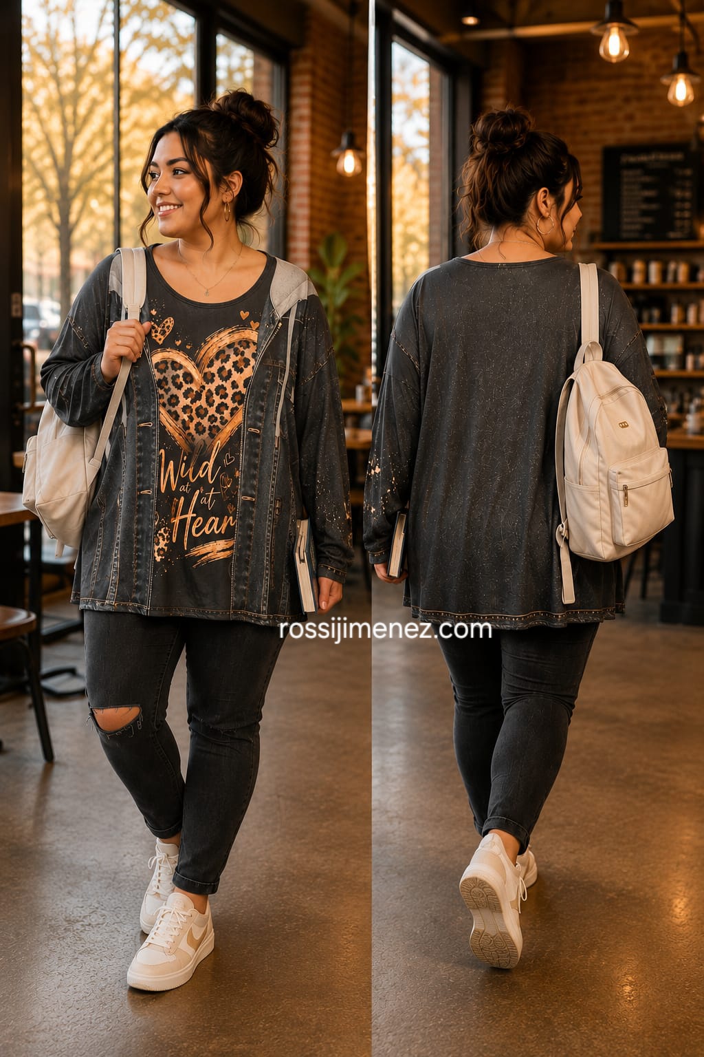 Camiseta Impresión Curvy Vaquera Corazón (Talla única 48 a 54 aprox.)