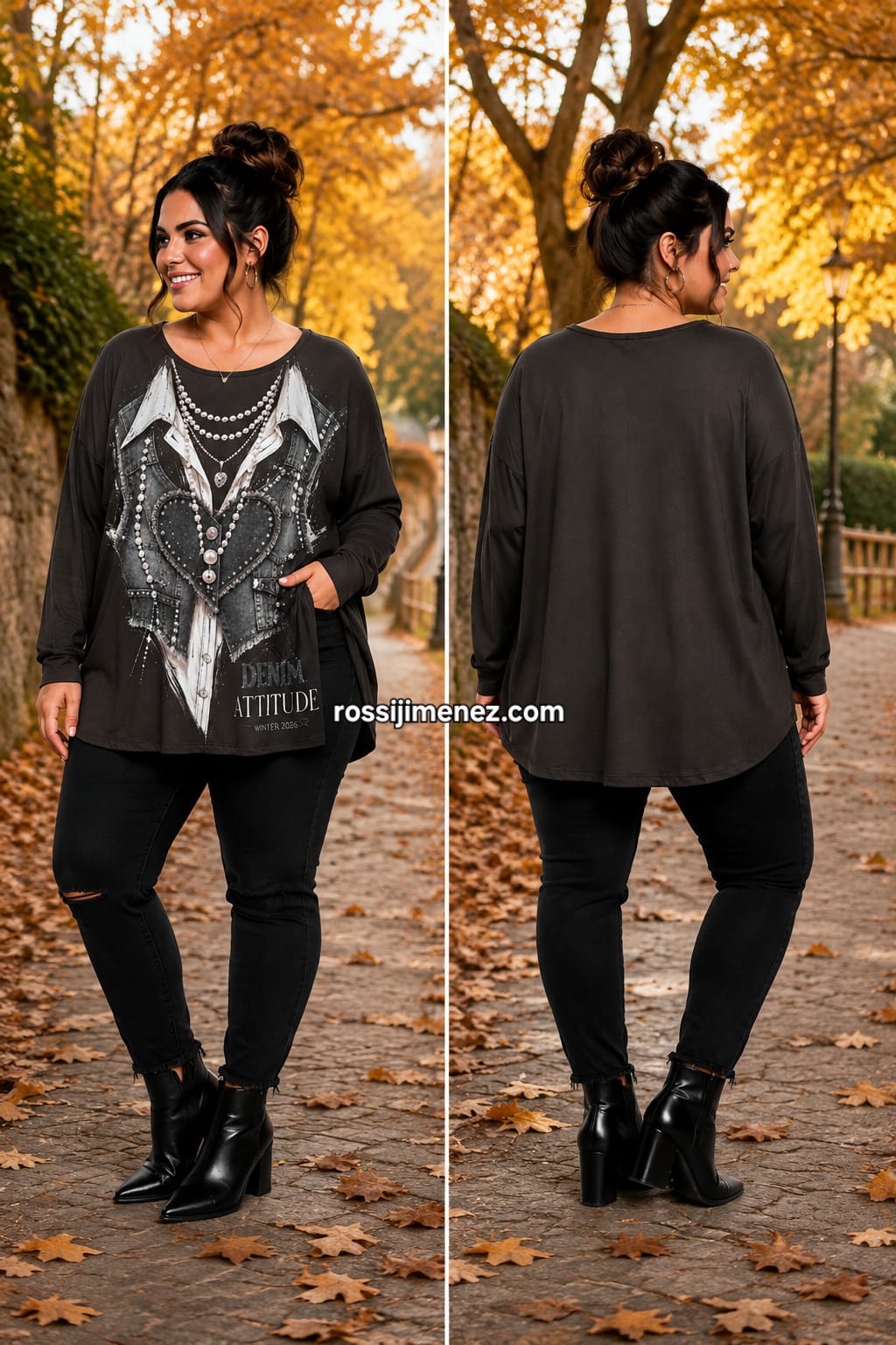 Camiseta Impresión Curvy Denim (Talla única 48 a 54 aprox.)