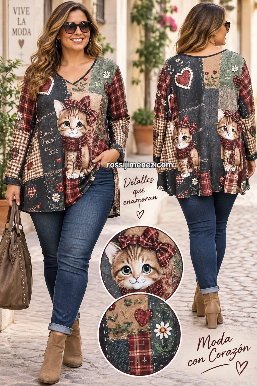 Camiseta Impresión Maxi Gatita Sweet (Talla única 54 a 60 aprox.)
