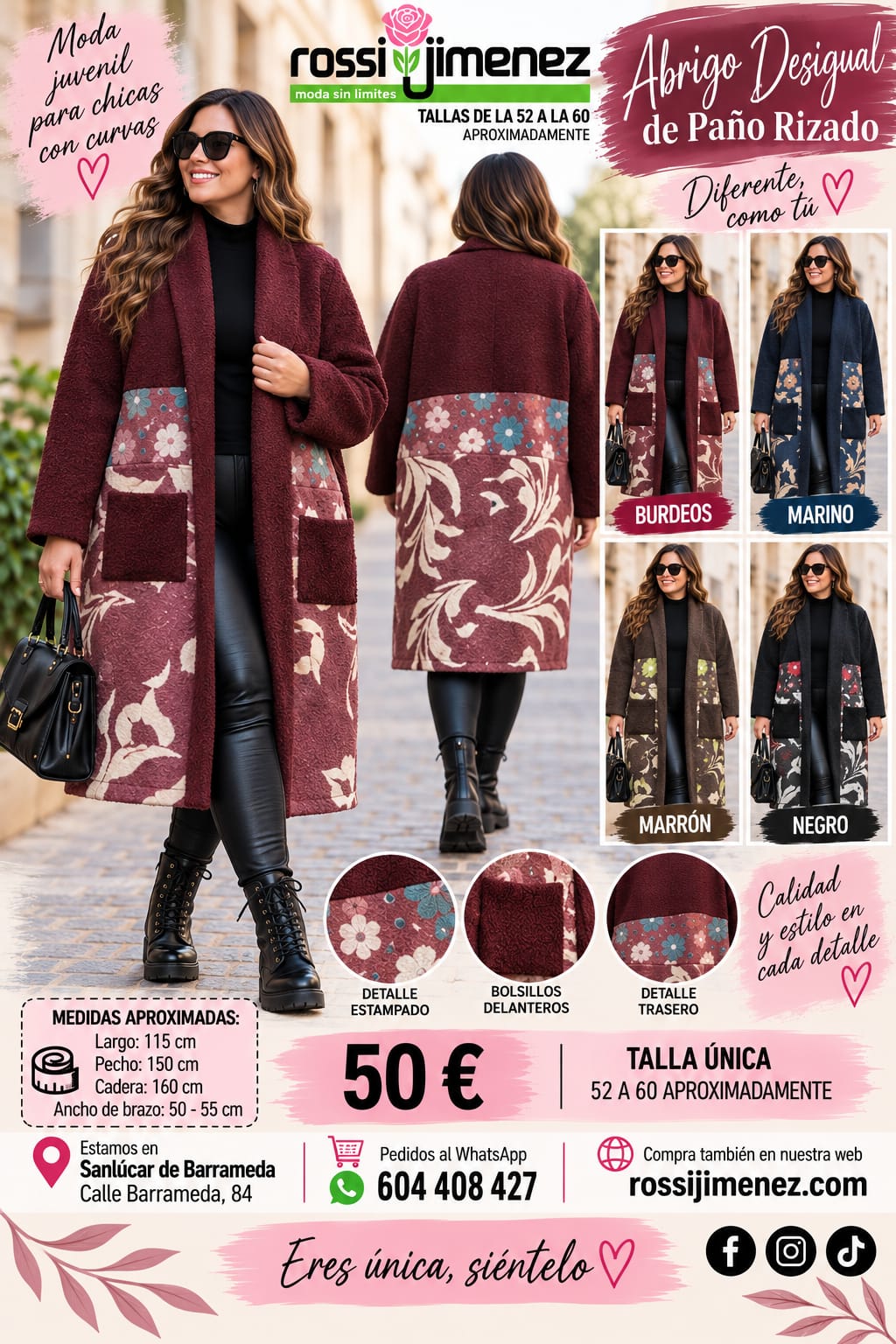 Abrigo Desigual paño rizado (Talla única 52 a 60 aprox.)