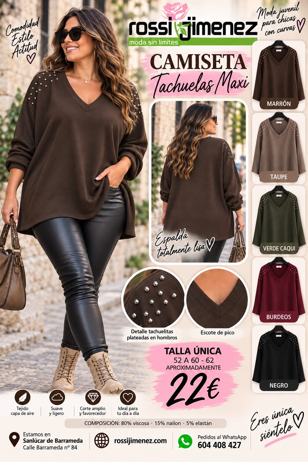 Camiseta Tachuelas Maxi (Talla única 52 a 60/62 aprox.)