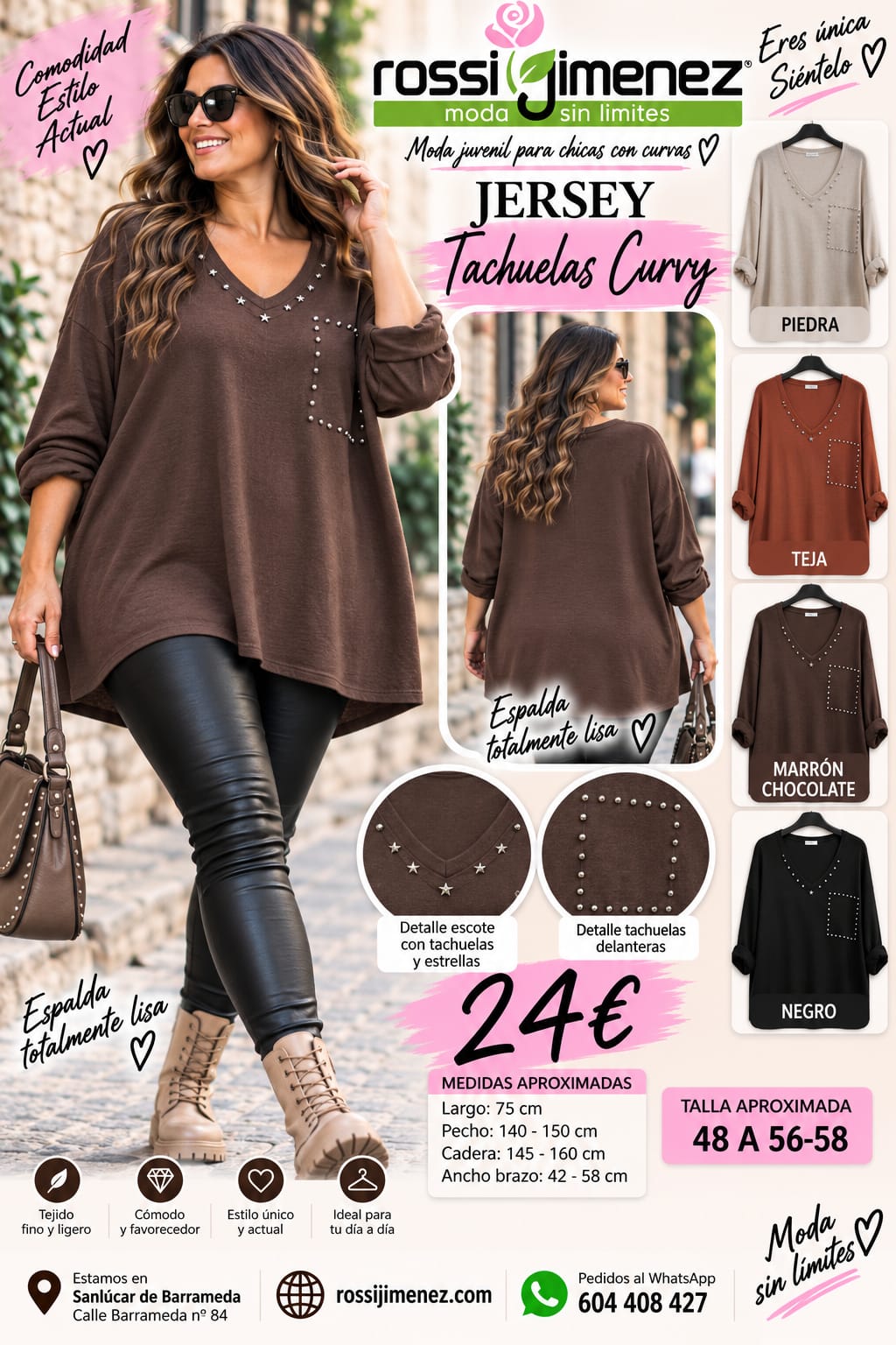 Jersey Tachuelas curvy (Talla única 48 a 56/58)