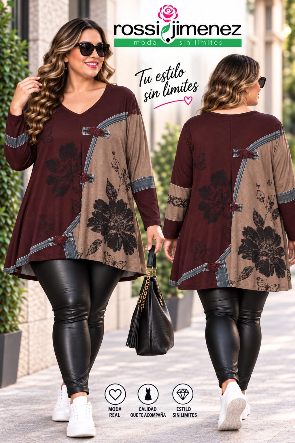 Camiseta Impresión Maxi Oriental Burdeos (Talla única 54 a 60 aprox.)