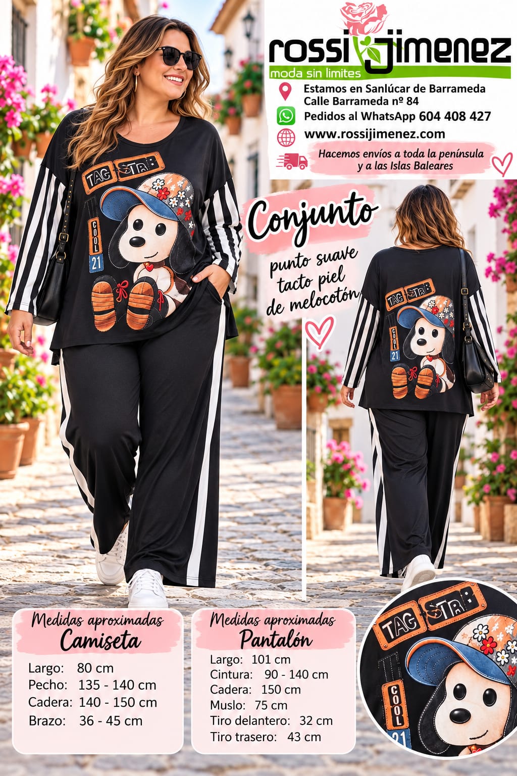 Conjunto Impresión Curvy Snoopy negro (Talla única 48 a 54/56 aprox.)