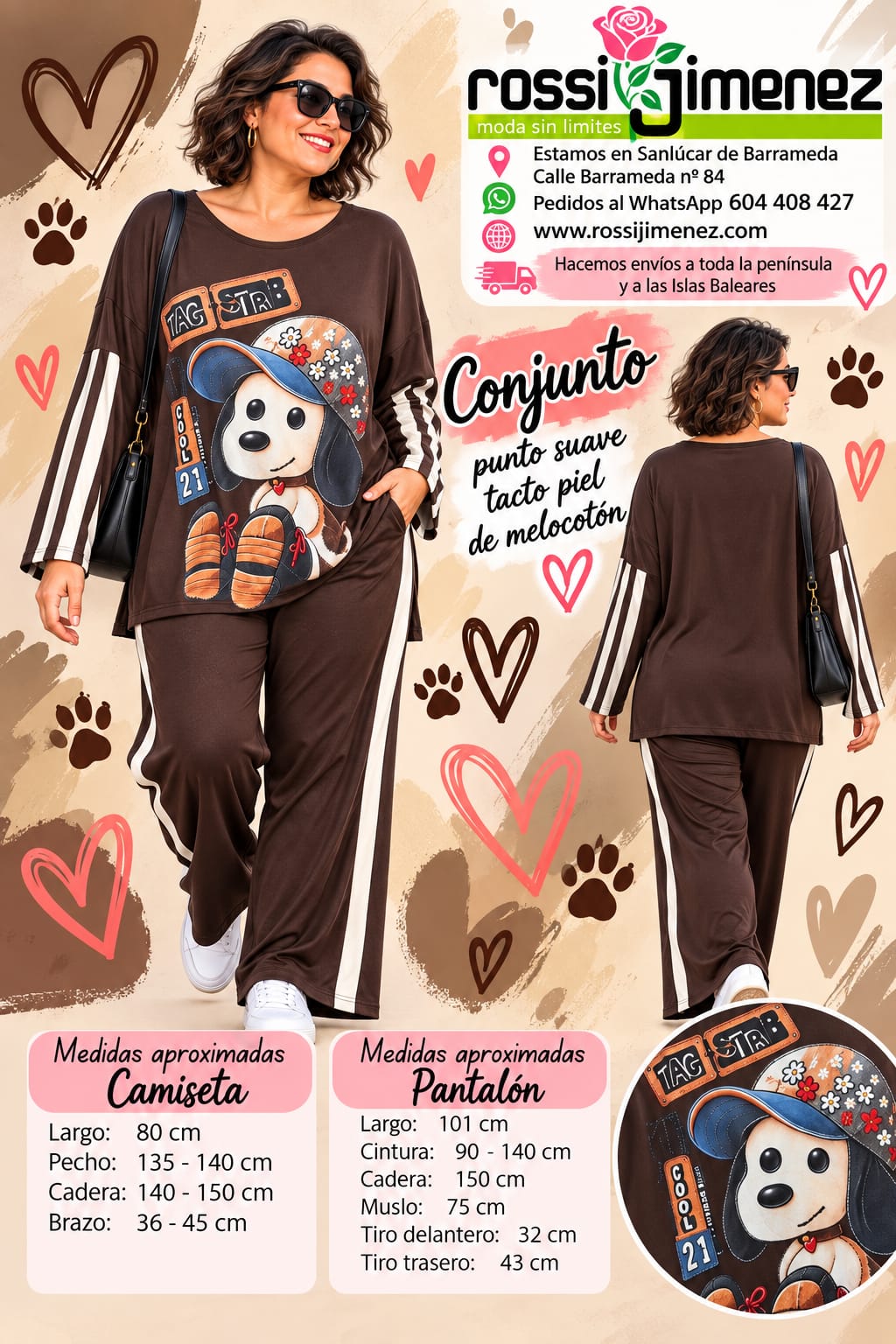 Conjunto Impresión Curvy Snoopy Marrón (Talla única 48 a 54/56 aprox.)