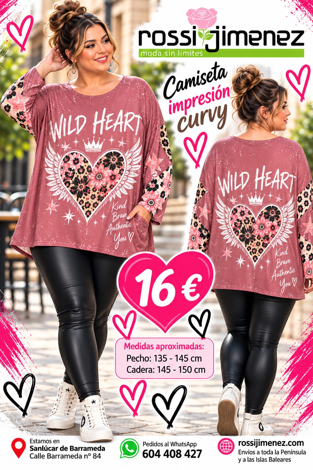 Camiseta Impresión Corazón Alas (Talla única 48 a 54 aprox.)