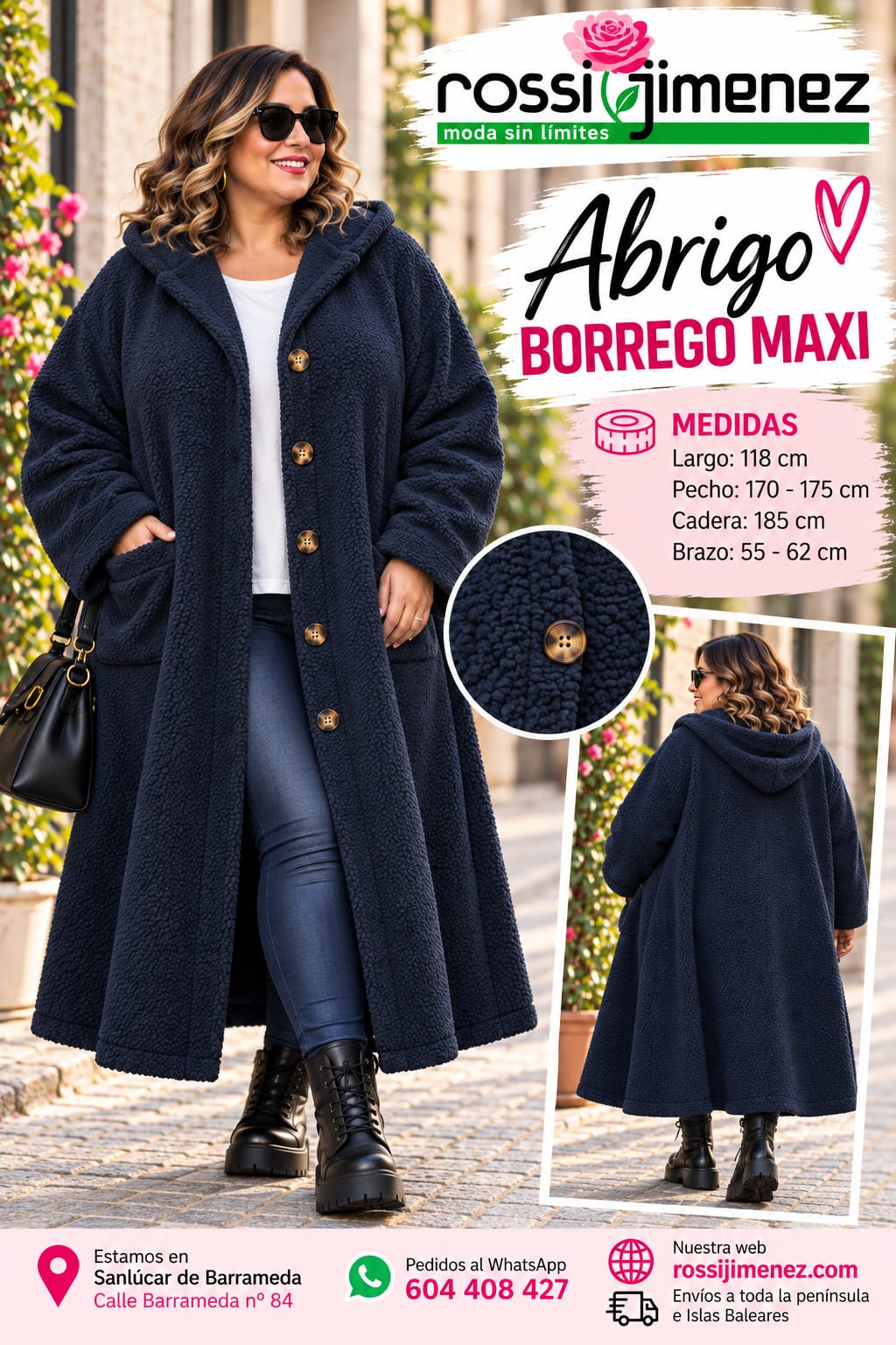 Abrigo borrego maxi (Talla única 56 a 64 aprox.) - Imagen 4