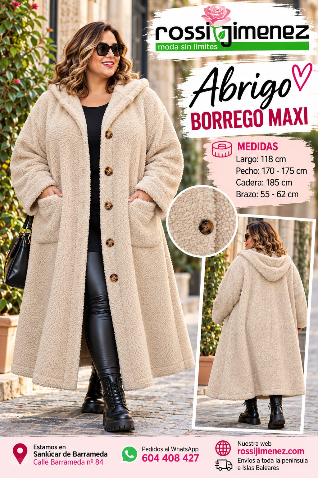 Abrigo borrego maxi (Talla única 56 a 64 aprox.)