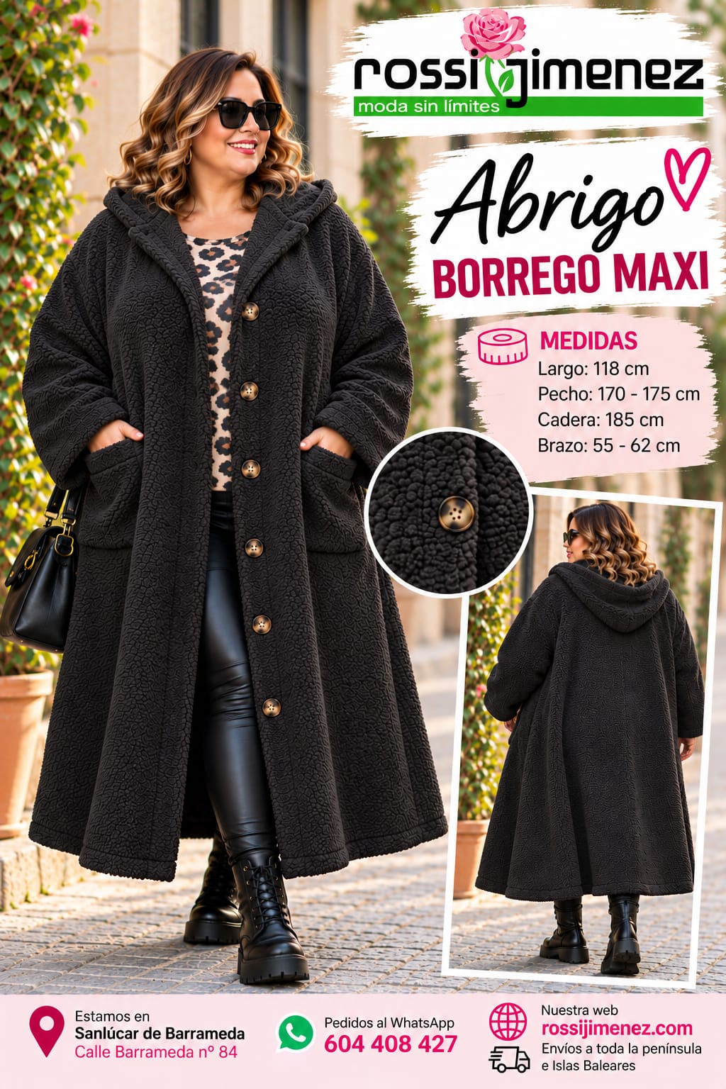 Abrigo borrego maxi (Talla única 56 a 64 aprox.) - Imagen 2