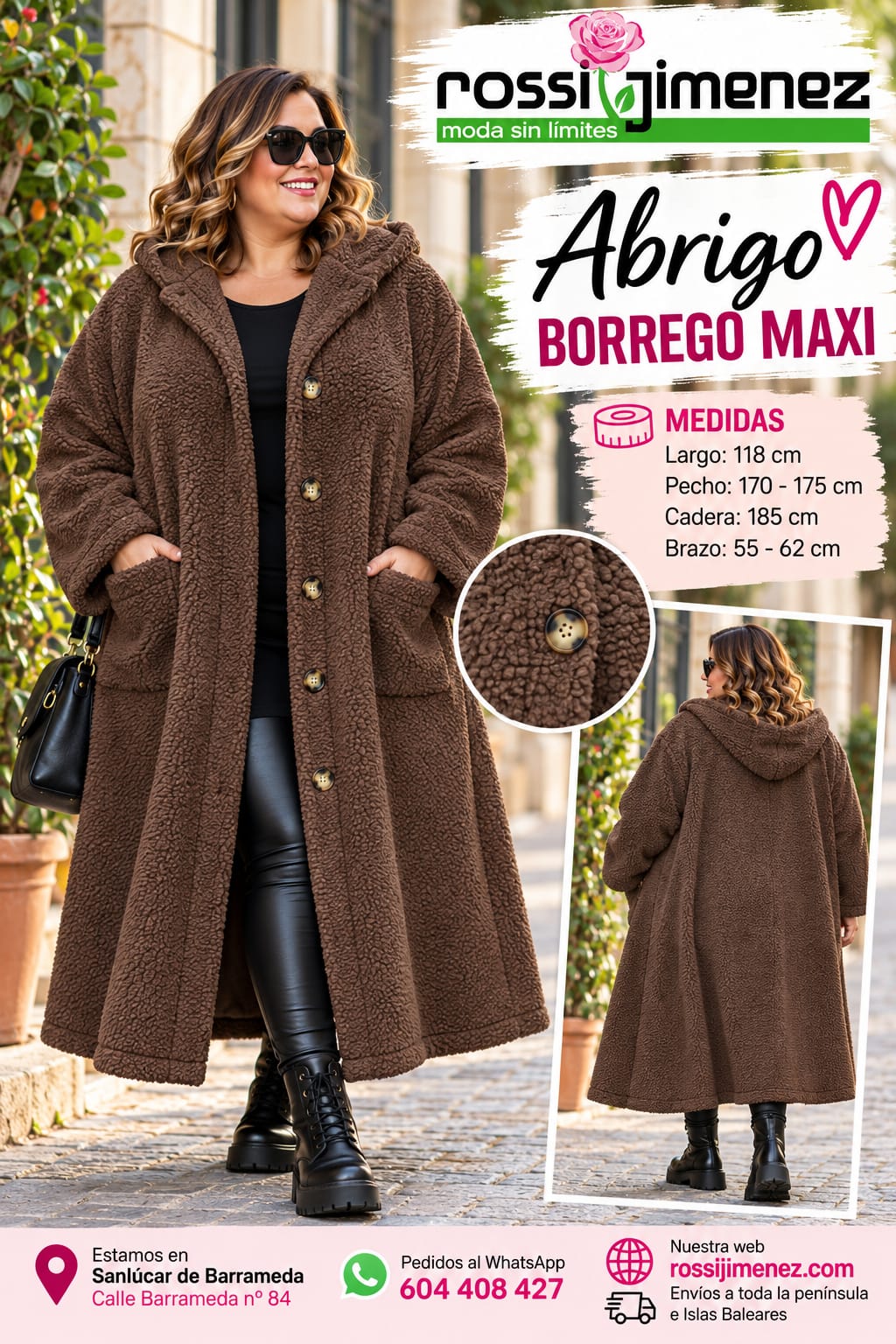 Abrigo borrego maxi (Talla única 56 a 64 aprox.) - Imagen 5