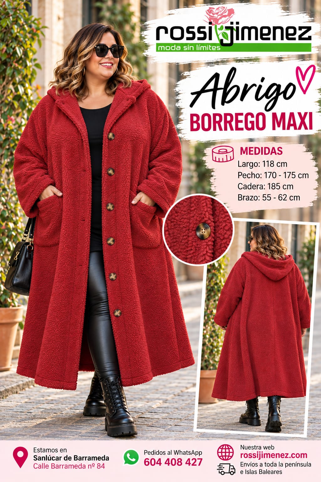 Abrigo borrego maxi (Talla única 56 a 64 aprox.) - Imagen 3